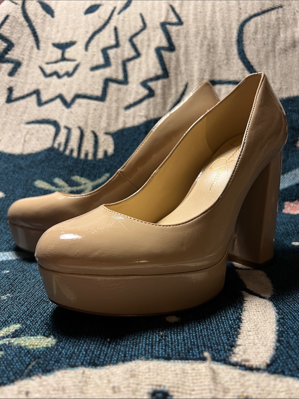 Nude Patent Platform Pumps NWOB
